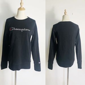 CHAMPION Womens Black Authentic Crewneck Sweatshirt